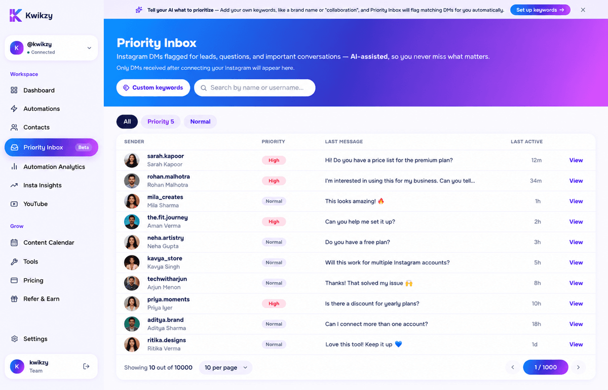 Handle thousands of DMs with ease